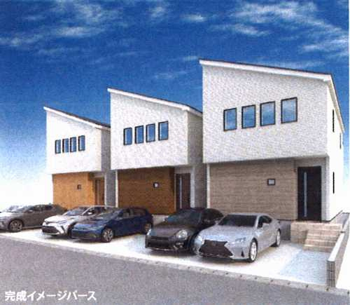 厚木市妻田東1丁目　新築戸建全3棟の外観パース