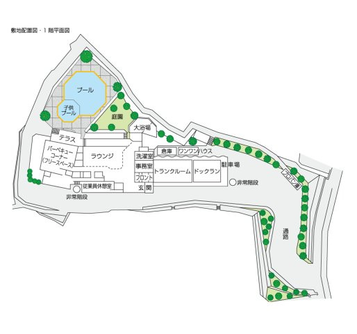 白浜ランスロットマンション①（宿泊専用リゾートマンション）のその他|敷地配置図・1階平面図
