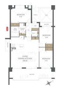 【間取り】JGMヴェルデ板付中央公園 