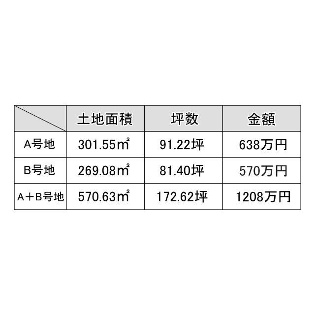 亀山市阿野田町　売土地の区画図
