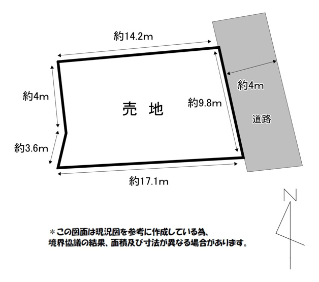 【土地図】 | 上官町2丁目売地 | 小さなお子様がいても安心な、交通量の少ない前面道路。