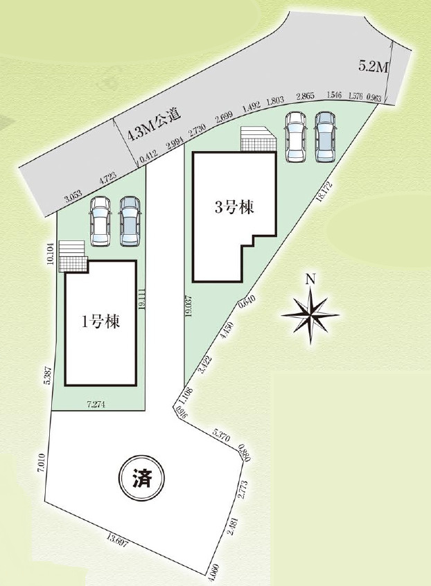 南城市知念安座真3期（全3棟）ラスト3号棟の区画図|3号棟　
