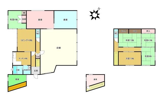 松川町住居付店舗の間取り