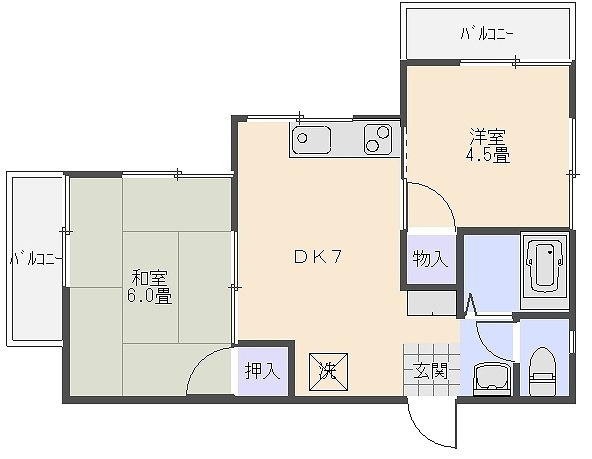 三浦市三崎町小網代のアパートの間取り