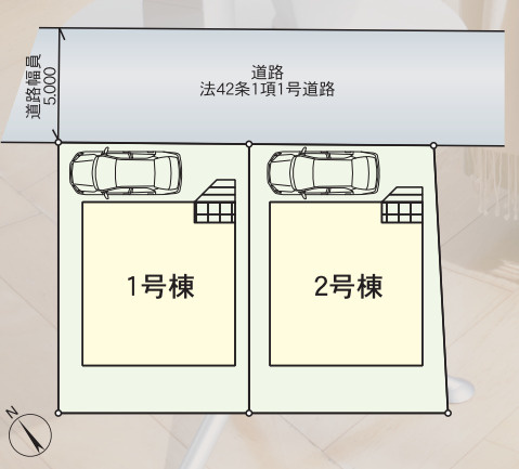 柏市戸張　新築戸建て１号棟の区画図