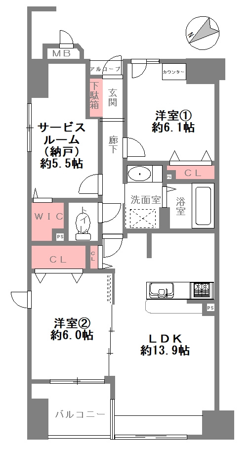 イートピア長堀橋シエルクレールの間取り