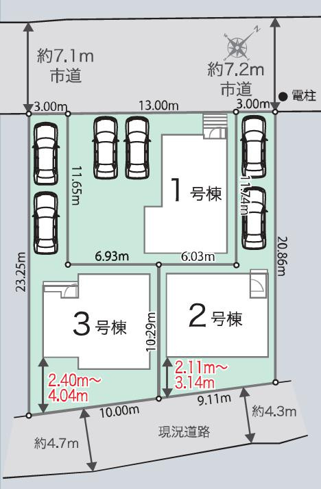龍ケ崎市姫宮町1期　新築戸建　1号棟の区画図