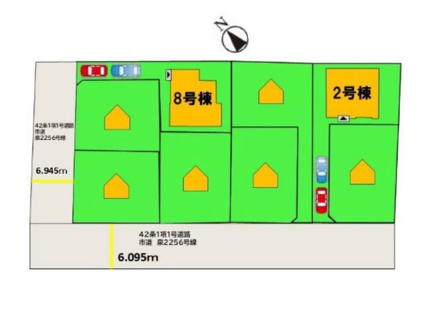 【区画図】 | 福岡市西区周船寺2丁目2期　8号棟（全8区画）【仲介手数料無料・0円】 | 区画図です。8号棟です。