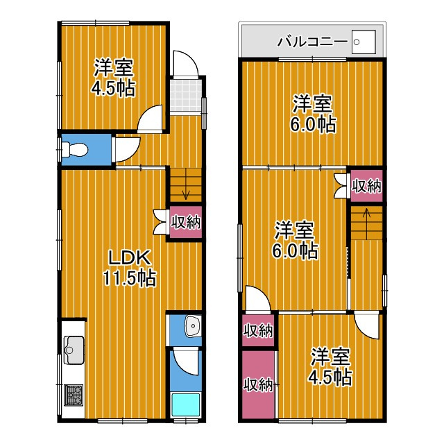 錦織東1丁目貸家の間取り