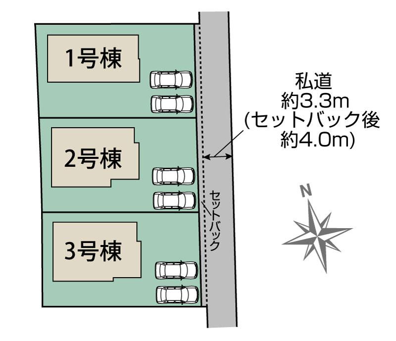 水戸市赤塚1丁目　新築戸建　3号棟の区画図