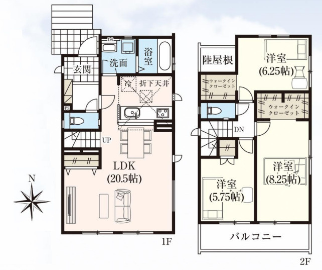 グラファーレ南城市知念安座真３期・１号棟の間取り|３LDK＋WIC×２