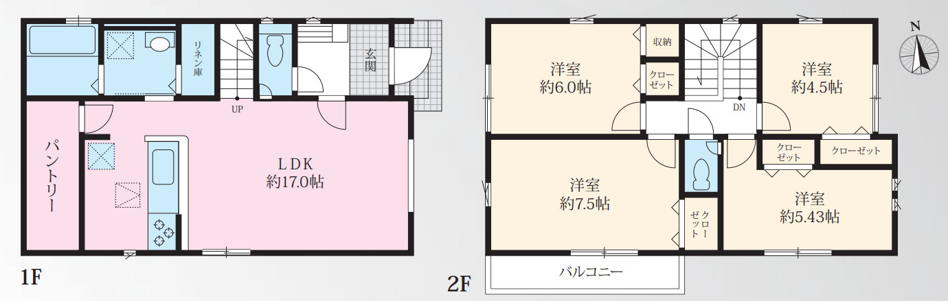 横浜市戸塚区東俣野町 新築戸建て【仲介手数料無料】カースペース2台の間取り