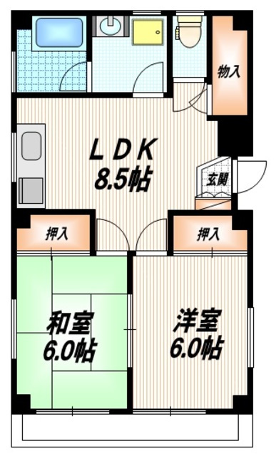 田村コーポの間取り|★開放感のある間取り★