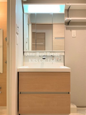 【洗面所】 | ネットフローラ立売堀 | 3面鏡付きシャンプードレッサー！鏡の裏に収納スペース！