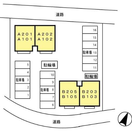 サンハイム B棟の区画図