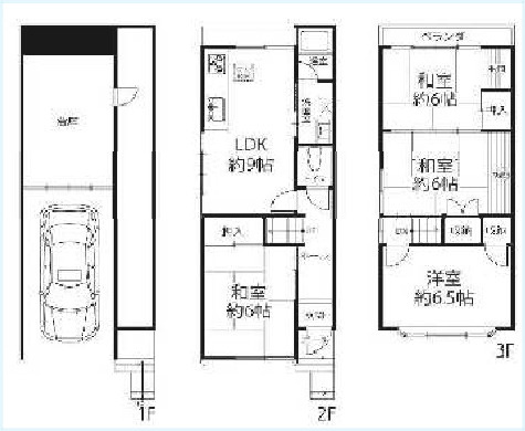 右京区常盤窪町 中古戸建の間取り|駐車スペース付き4SLDKの間取り
