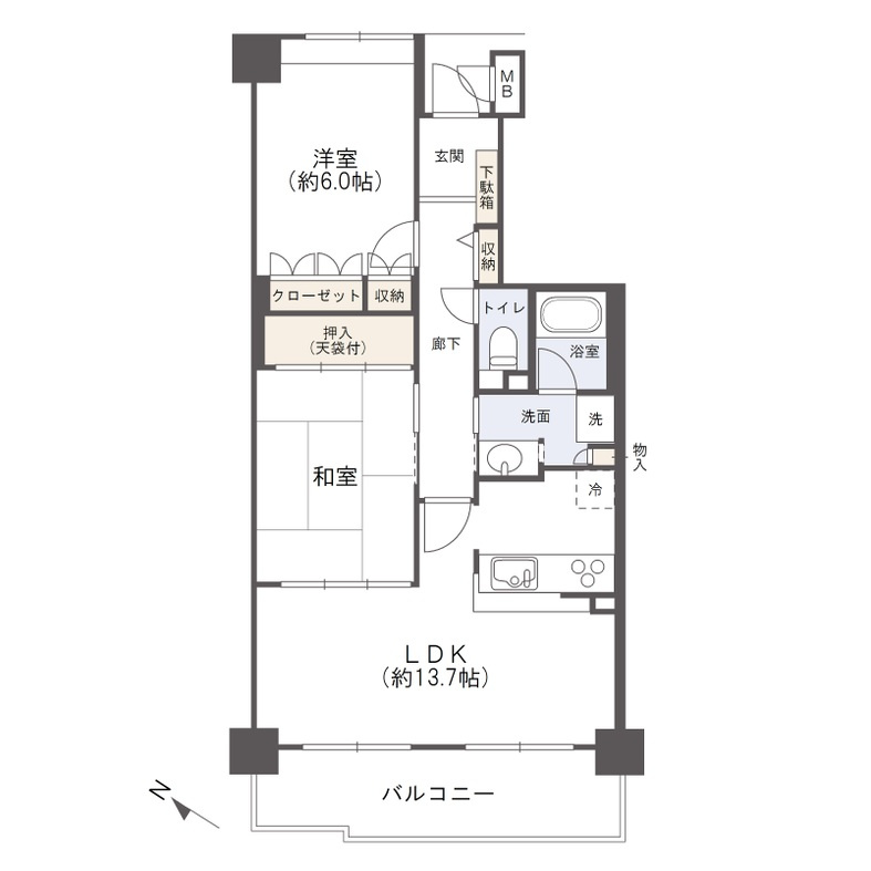 サーパス若草町の間取り
