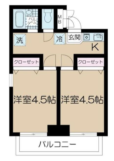 アムール戸山の間取り|振分☆２Ｋの賃貸マンション