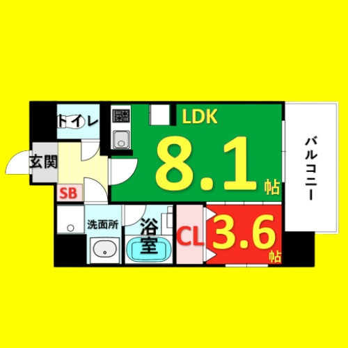 カレント茶屋が坂　名古屋市賃貸　仲介手数料無料　の間取り
