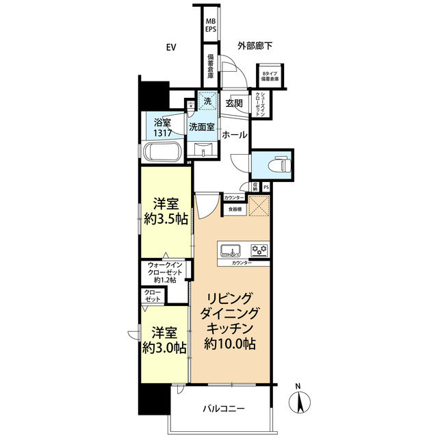 デュオヴェール西新corsoの間取り
