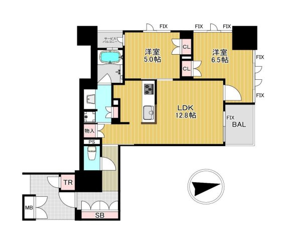 ブランズタワー谷町四丁目「区分投資マンション」「オーナーチェンジ」「谷町四丁目駅徒歩３分」の間取り