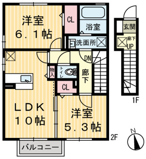 【間取り】 | ラ・カンパーニュ　Ｂ
