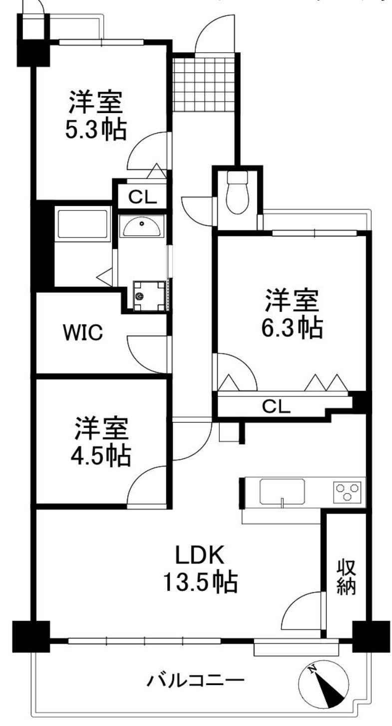 貝塚市清児の中古マンションの間取り