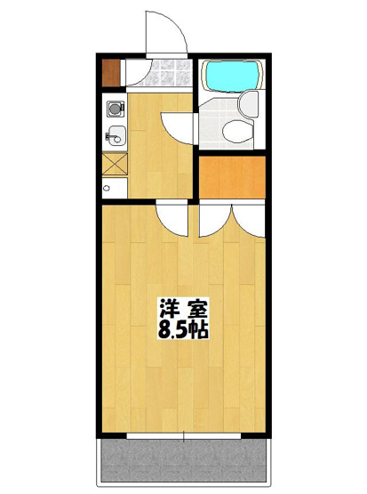 【間取り】 | ジュネス市川 | 洋室は広めの8.5帖です