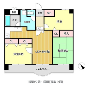 【間取り】 | ライオンズマンション六ツ門西