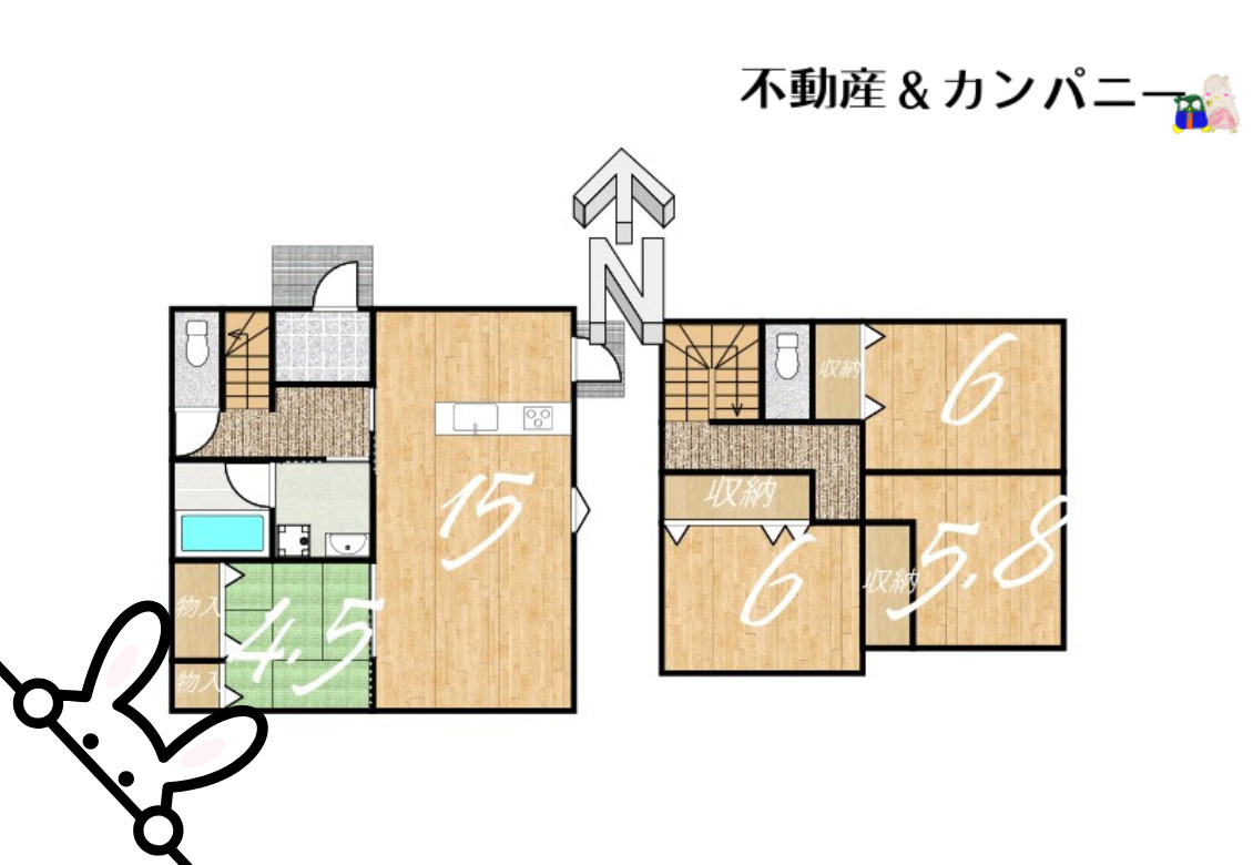 北井門5丁目の新築住宅　松山市北井門5丁目新築戸建の間取り