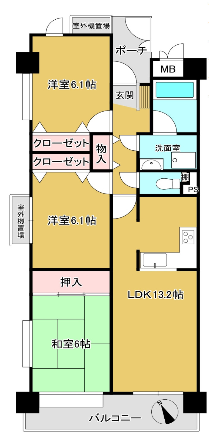 大阪府岸和田市　区分投資用売りマンション「リフォーム済」の間取り