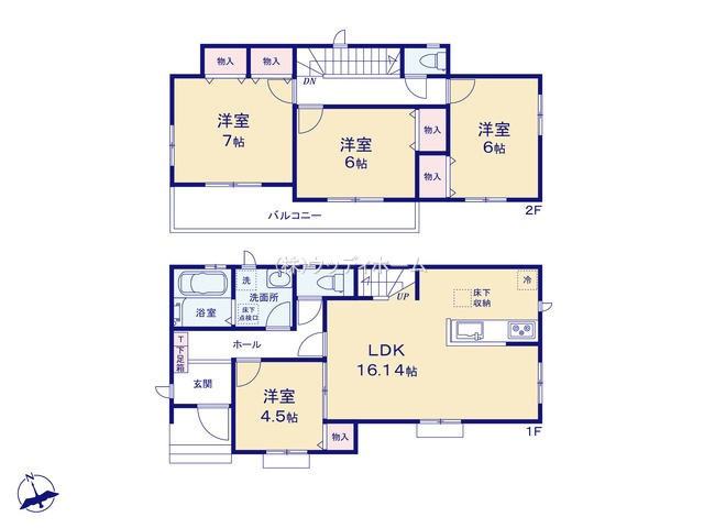 春日部市大枝　新築一戸建て　A号棟の間取り