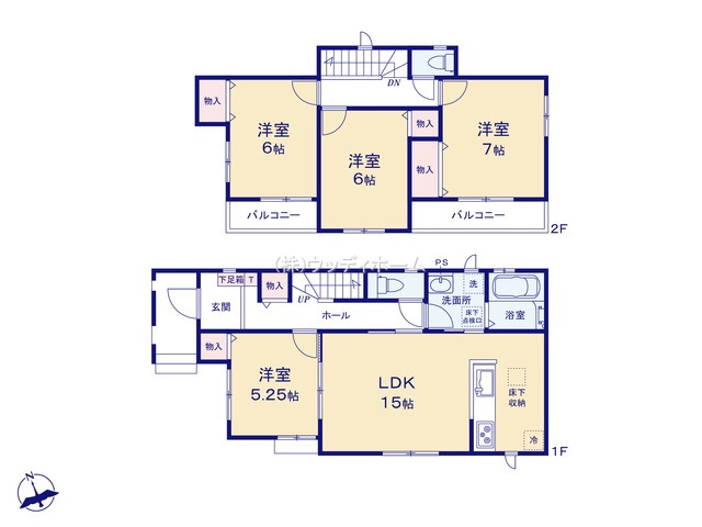 春日部市大枝　新築一戸建て　B号棟の間取り