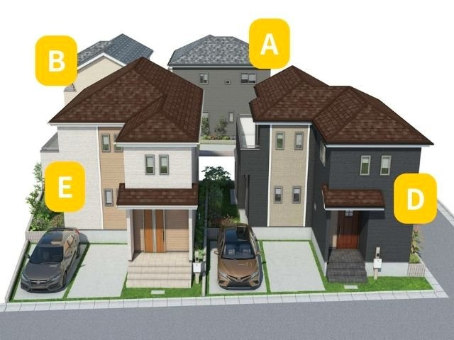 小中学校徒歩10分以内/B号棟/イオン7分/2階建/4LDK/カースペース2台/バルコニー2の外観パース
