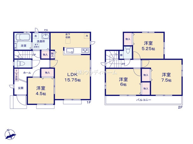 春日部市大枝　新築一戸建て　C号棟の間取り