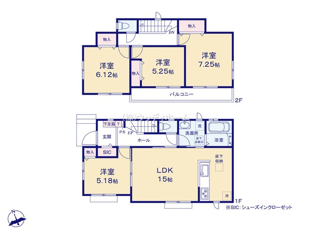春日部市大枝　新築一戸建て　D号棟の間取り