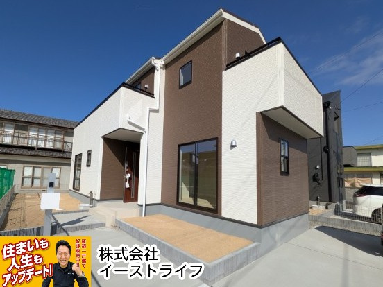 【新築戸建】　いわき市泉玉露1丁目1期　全3棟の外観|2号棟外観写真　完成しました！いつでもご案内いたします！お気軽にご連絡ください！（担当：梶田）