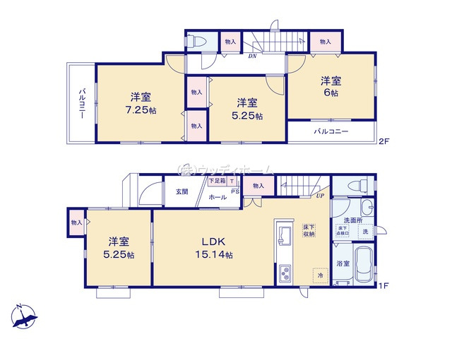 春日部市大枝　新築一戸建て　F号棟の間取り