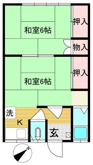 【間取り】 | やすらぎ荘　 | 2K