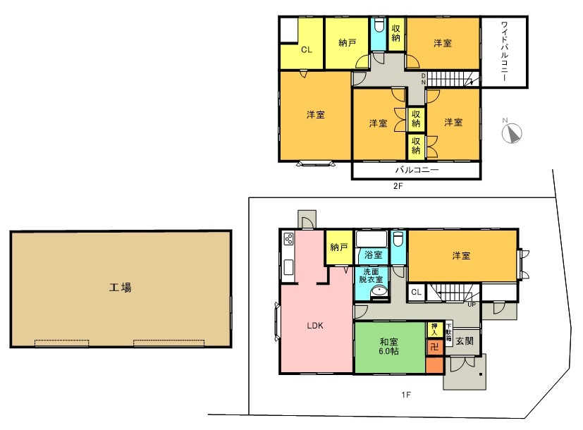 公文名中古住宅（工場付き）の間取り