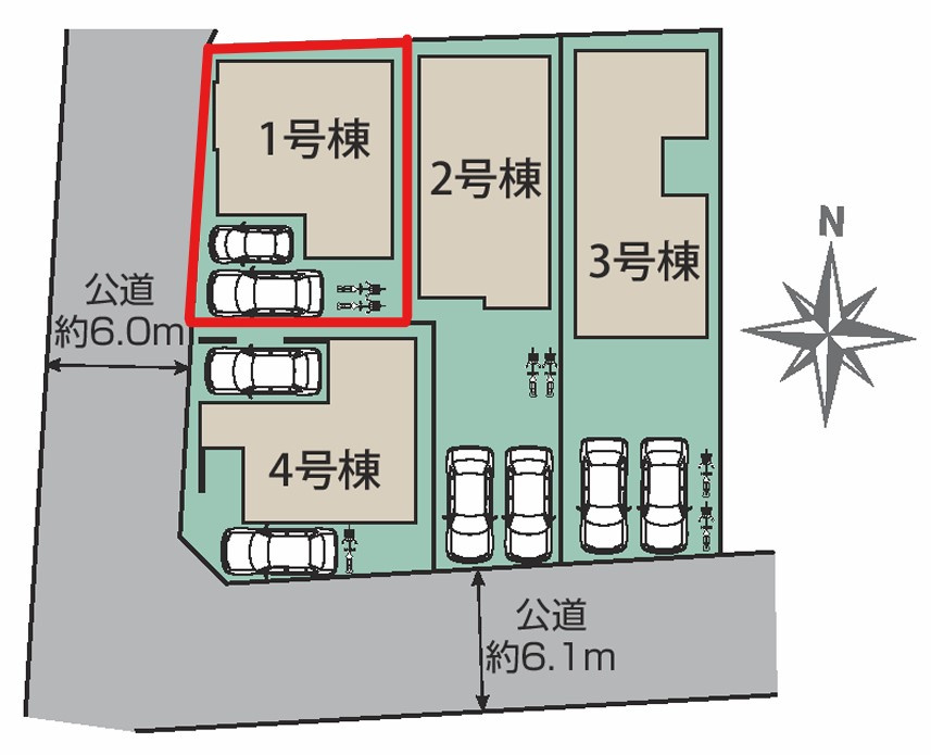 ブルーミングガーデン住吉町　1号棟の区画図|1号棟