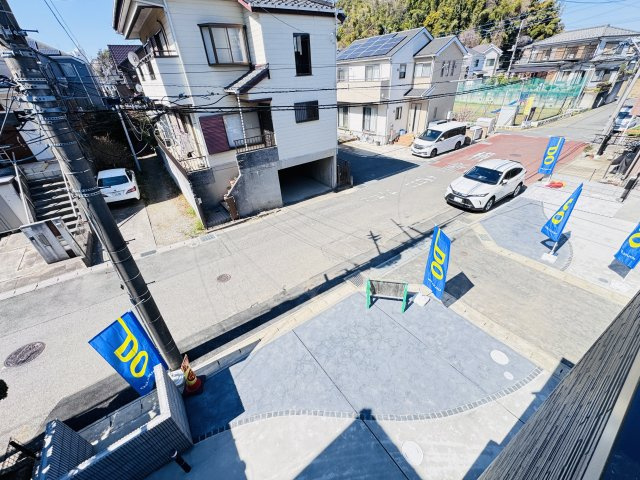 松戸市新作新築戸建【上本郷小学校：9分】の展望|バルコニーより道路側眺望