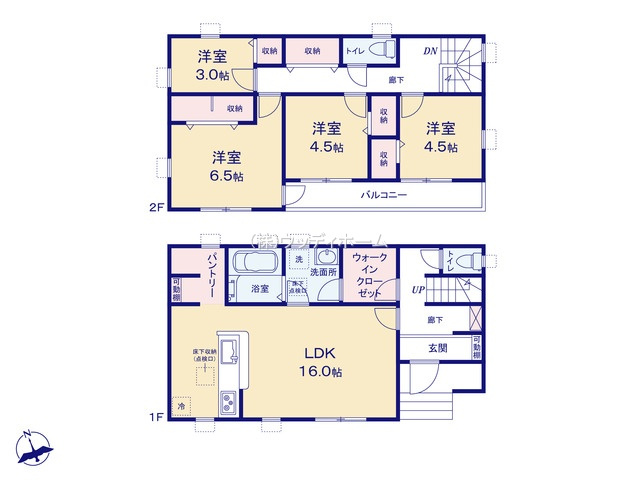 春日部市大枝　新築一戸建ての間取り