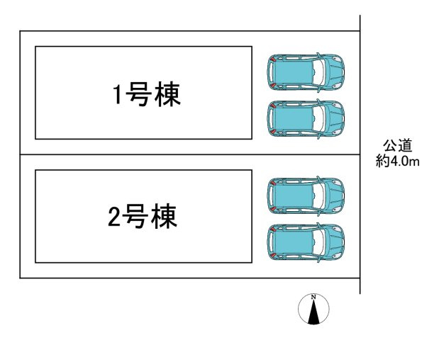 【同施工物件ご案内可能】豊明市阿野町坂部　全2棟の区画図|全体区画数｜全2棟
◆駐車2台可能！(但し、車種による)
◎まずは、お気軽にお問い合わせください。現地を案内しながら周辺環境も見て頂けます。　　　　　　　　　　　　　　　　　　　　　　　　　　　　　　