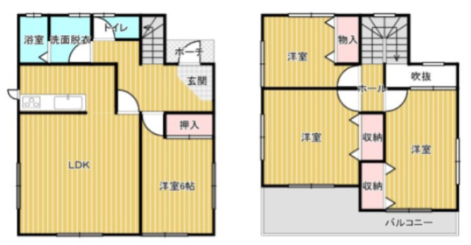 栃木市城内町　中古戸建　対面キッチン×開放感LDK｜ガレージ付き一戸建ての間取り