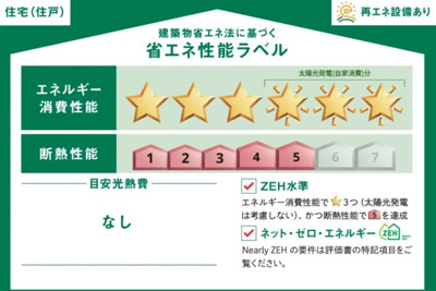 【省エネ性能ラベル】 | 【仲介手数料２８０万円が無料！】■太陽光発電■住宅性能評価６項目で最高評価■省エネ性能ラベル