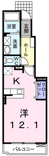 松岡ハイツⅡ　Ｂの間取り|間取図