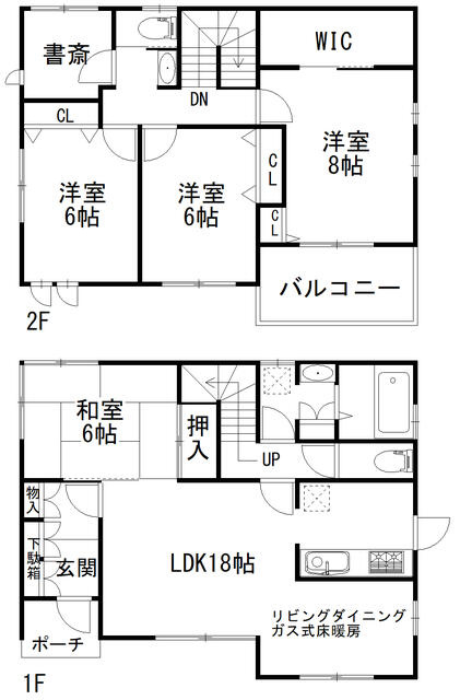 宇都宮市豊郷台３丁目　4ＳＬＤＫ　中古住宅の間取り