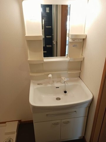 ゆったりとスペースのある洗面所