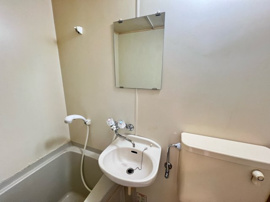 ゆったりとスペースのある洗面所